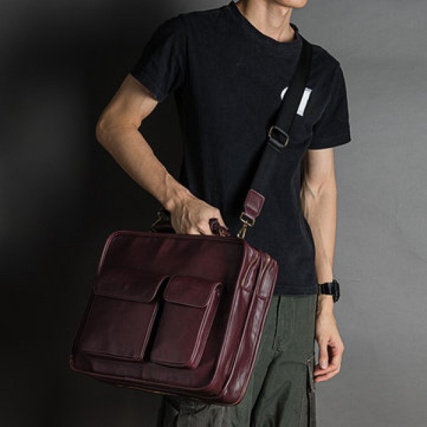 Ekphero Men Faux Leather Business Bag Messenger Bag Handbag Office Work